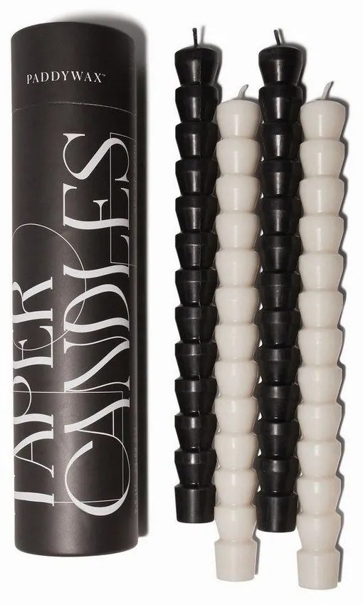 Κεριά Δείπνου Taper (Σετ 4τμχ) 24,3cm Black-White Paddywax Κερί Σόγιας