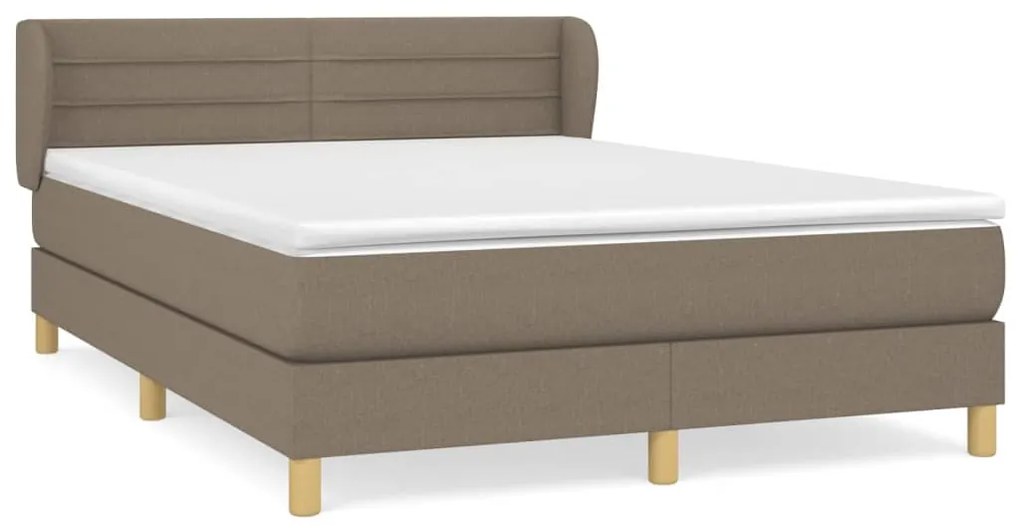 vidaXL Κρεβάτι Boxspring με Στρώμα Taupe 140x190 εκ. Υφασμάτινο