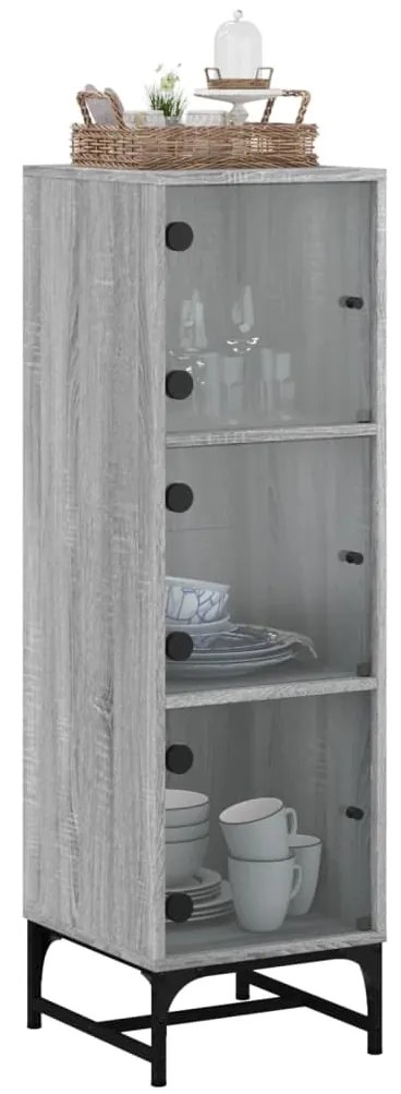 vidaXL Ντουλάπι Γκρι Sonoma 35x37x120 εκ. με Γυάλινες Πόρτες