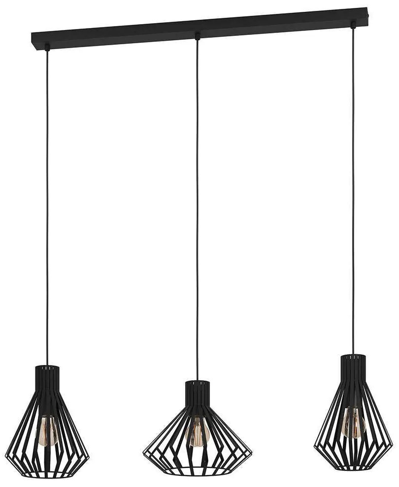 Φωτιστικό Οροφής - Ράγα Basidano 390125 96x27x150cm 3xE27 40W Black Eglo Ατσάλι