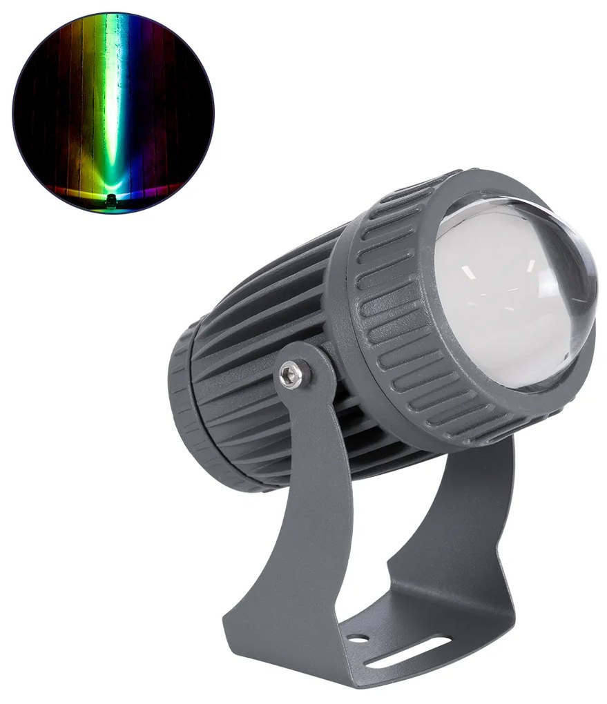 GloboStar SPOT-FENIA 90137 Σποτ Φωτισμου Wall Washer LED 10W 1000lm 5° DC 24V DMX512 Αδιάβροχο IP65 D7 x H12cm RGB - Γκρι Ανθρακί - 3 Years Warranty - 90137