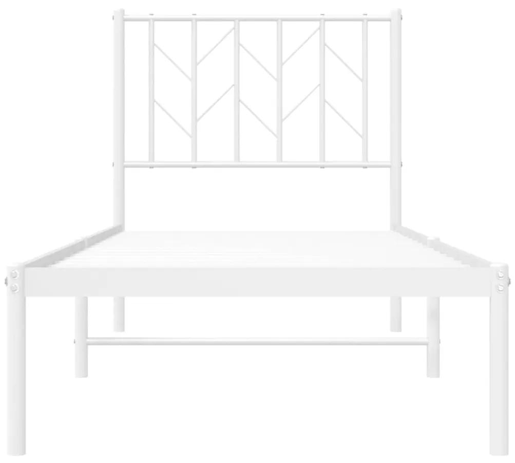 Πλαίσιο Κρεβατιού με Κεφαλάρι Λευκό 75 x 190 εκ. Μεταλλικό