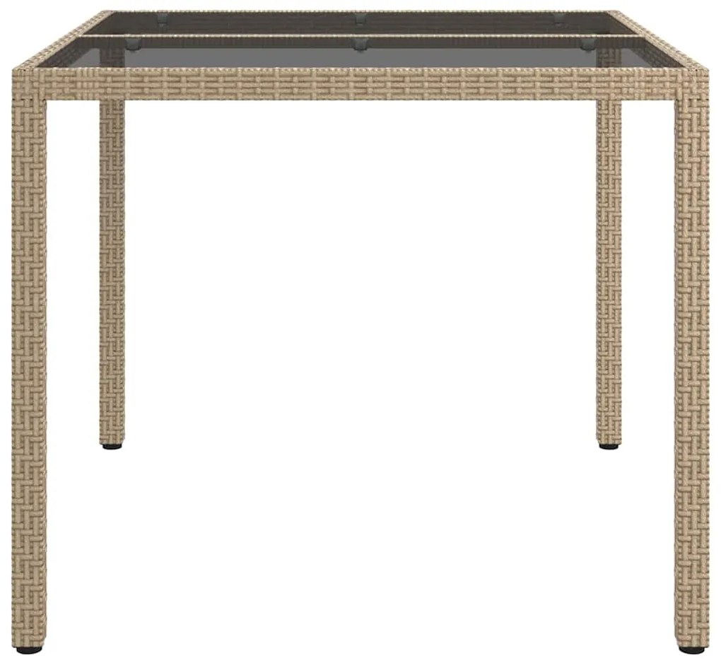 vidaXL Τραπέζι Κήπου για Φαγητό Μπεζ 90 x 90 x 75 cm Πολυ ράταν