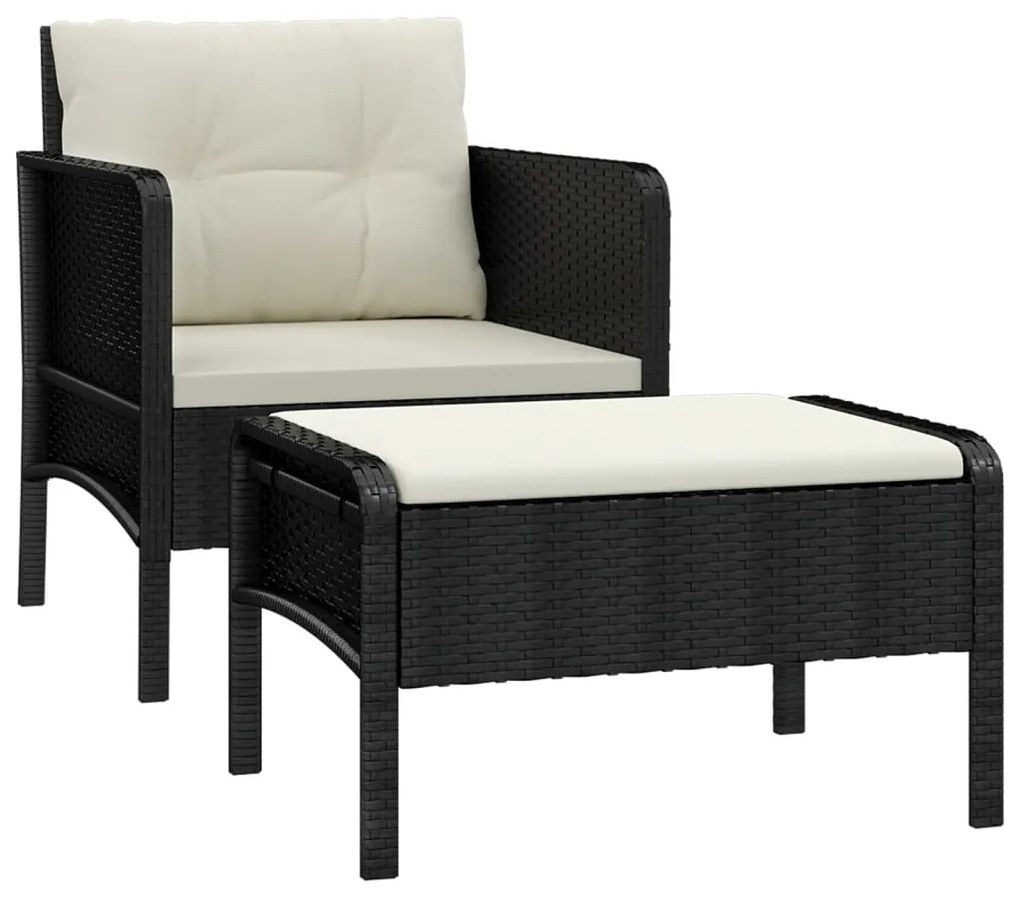 vidaXL Σαλόνι Κήπου Σετ 2 Τεμαχίων Μαύρο Συνθετικό Ρατάν με Μαξιλάρια