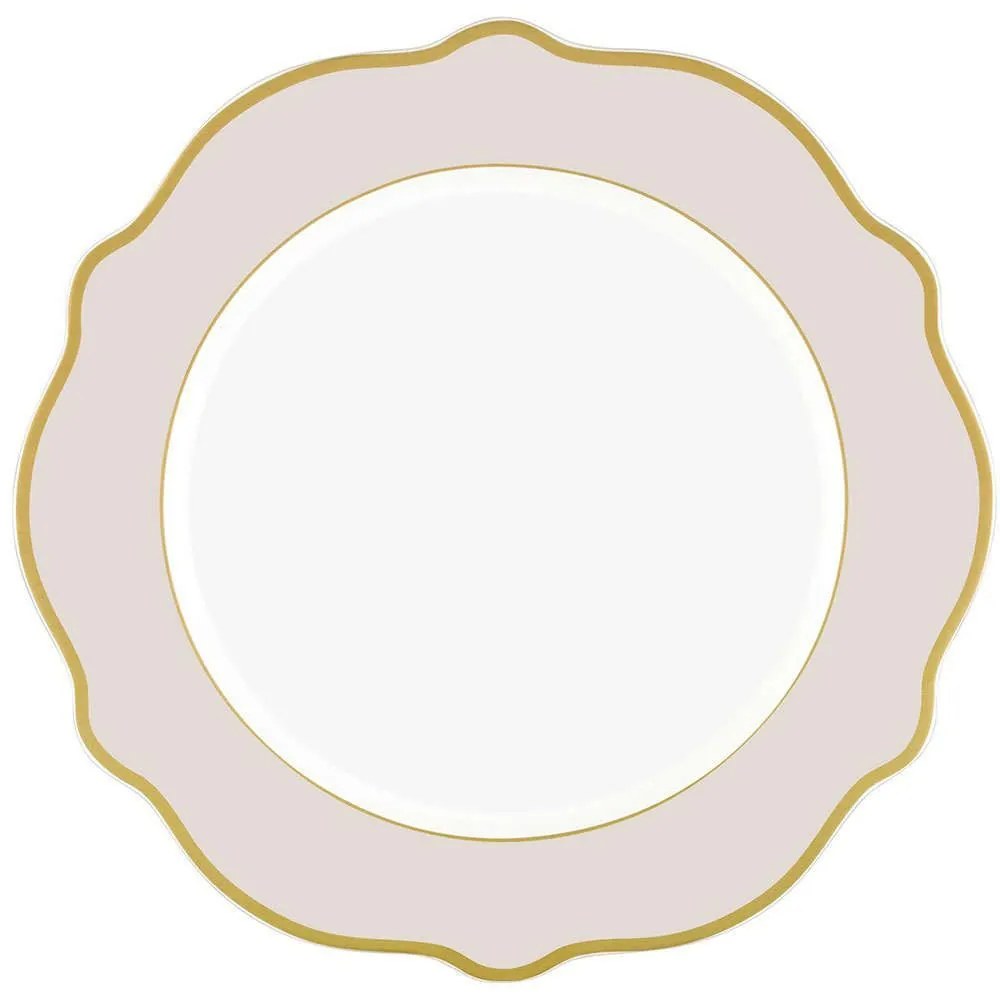 Πιάτο Ρηχό (Σετ 6Τμχ) 280TMA1687 27x27x1cm Beige-Gold Hermia Porcelain