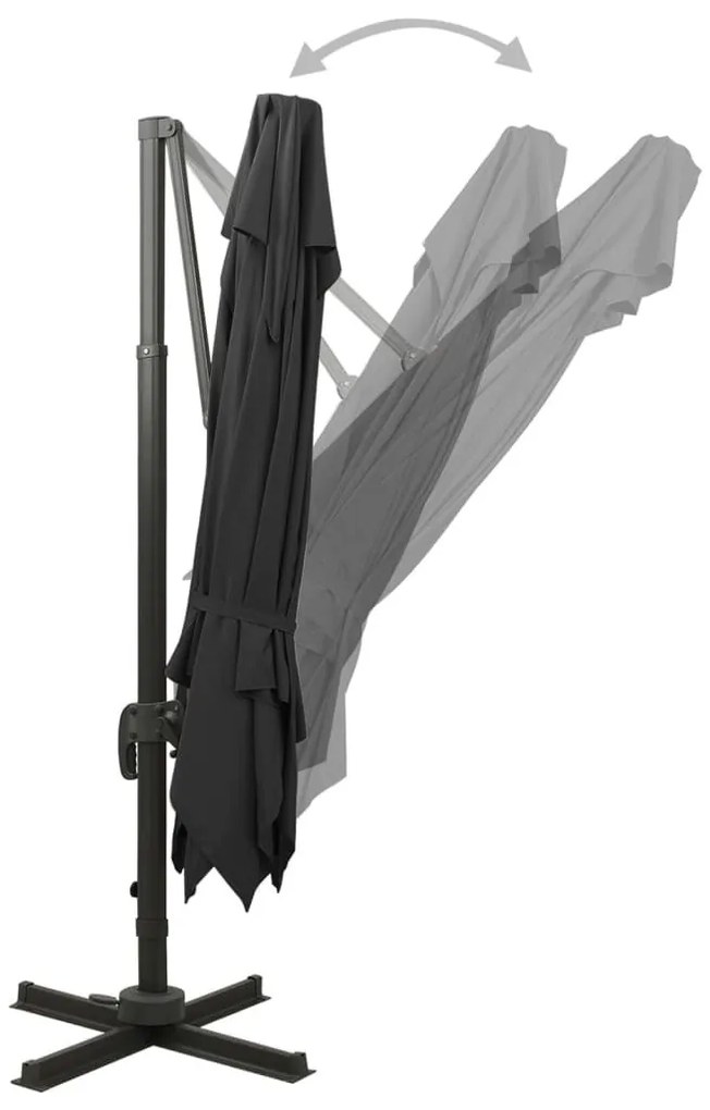 Ομπρέλα Κρεμαστή με Διπλή Οροφή Μαύρη 300 x 300 εκ. - Μαύρο