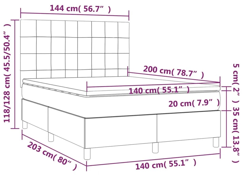 ΚΡΕΒΑΤΙ BOXSPRING ΜΕ ΣΤΡΩΜΑ ΜΑΥΡΟ 140X200 ΕΚ. ΥΦΑΣΜΑΤΙΝΟ 3141779