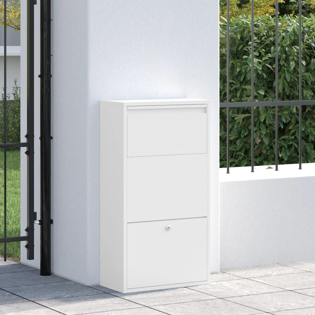 vidaXL Γραμματοκιβώτιο για Πακέτα Λευκό 44x22x82 εκ. Χάλυβας