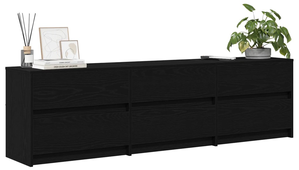 vidaXL Ντουλάπι TV Μαύρο 182 x 34 x 50 εκ. Επεξεργασμένο ξύλο