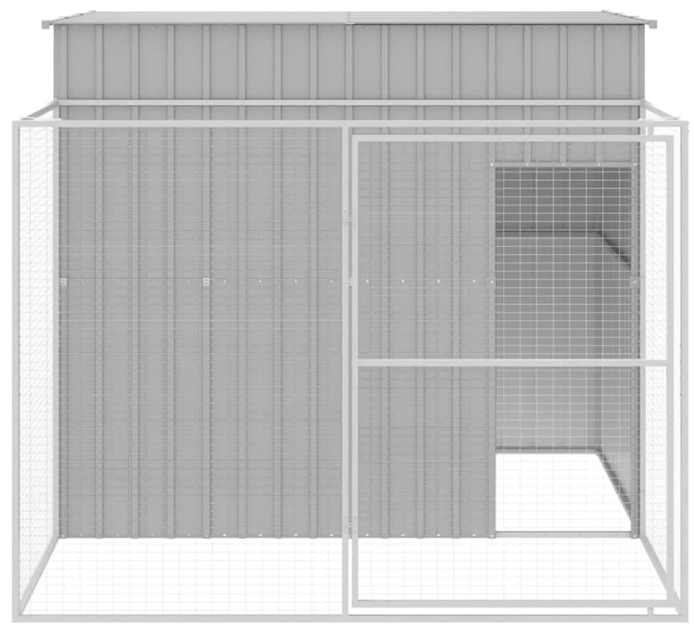 vidaXL Σπιτάκι Σκύλου με Αυλή Αν. Γκρι 214x253x181 εκ. Γαλβαν. Χάλυβας