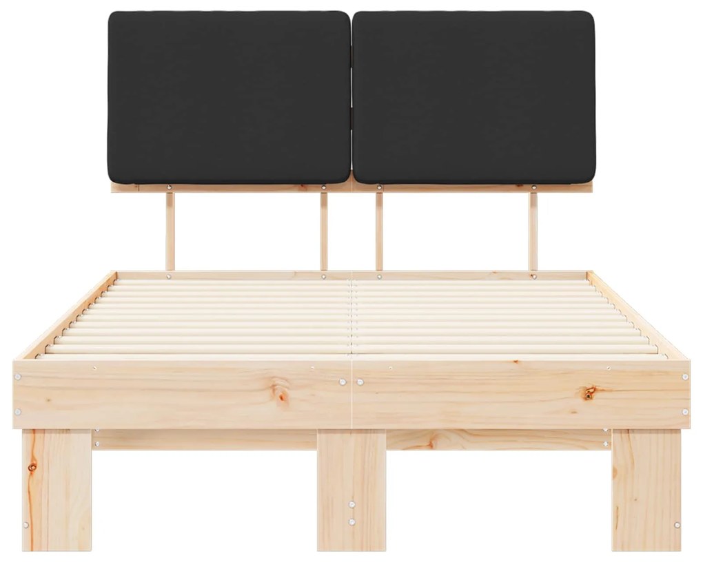 vidaXL Σκελετός Κρεβατιού με Επενδεδυμένο Κεφαλάρι Μαύρο 120 x 200 cm