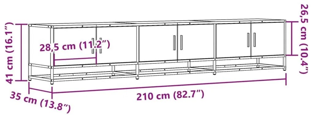 Έπιπλο Τηλεόρασης Sonoma Δρυς 210x35x41 εκ. Επεξ. Ξύλο - Καφέ