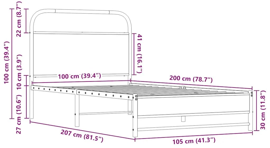 ΠΛΑΙΣΙΟ ΚΡΕΒΑΤΙΟΥ ΧΩΡ. ΣΤΡΩΜΑ SONOMA ΔΡΥΣ 100X200ΕΚ ΕΠ. ΞΥΛΟ 4100423