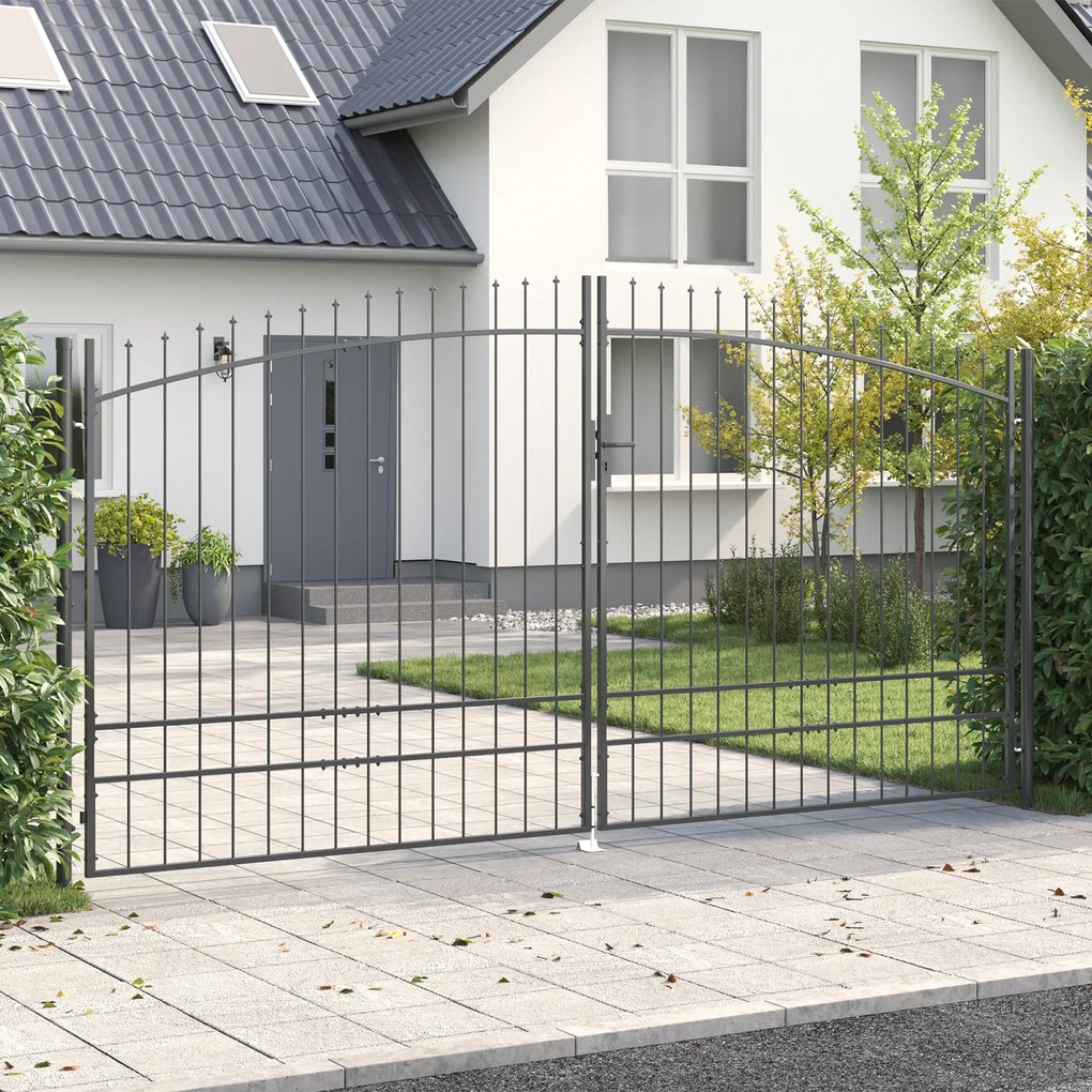 vidaXL Πύλη Κήπου με κλειδαριά Γκρι 200 x 400 cm Ατσάλι