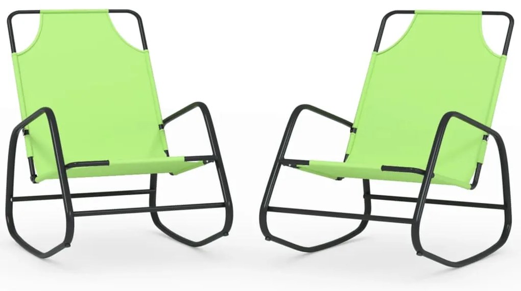 vidaXL Κουνιστές Ξαπλώστρες 2 τεμ. Πράσινες από Ατσάλι / Textilene