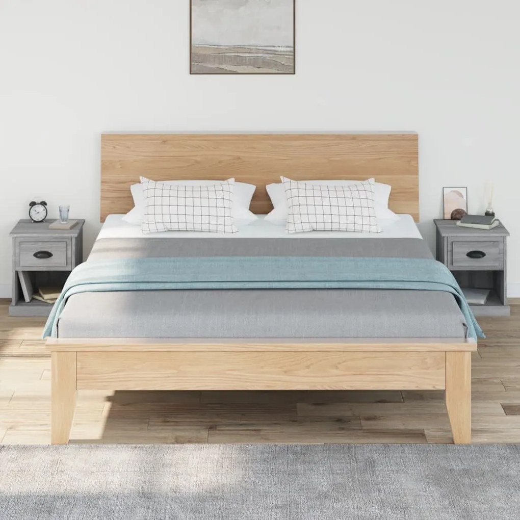vidaXL Κομοδίνα 2 τεμ. Γκρι Sonoma 39x39x47,5 εκ. Επεξεργασμένο Ξύλο