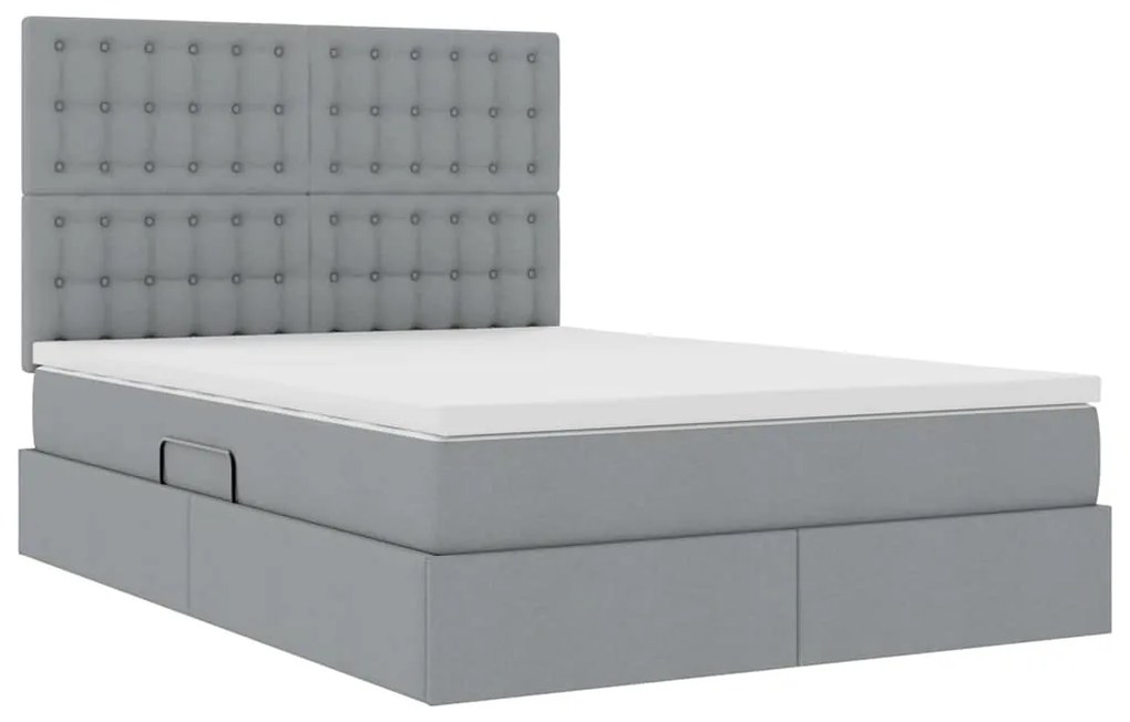 vidaXL Κρεβάτι με αποθηκευτικό χώρο και LED Ανοιχτό γκρι 140 x 200 cm