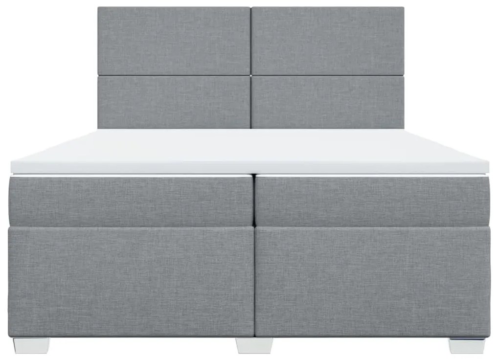 vidaXL Κρεβάτι Boxspring με Στρώμα Ανοιχτό Γκρι 200x200 εκ. Υφασμάτινο