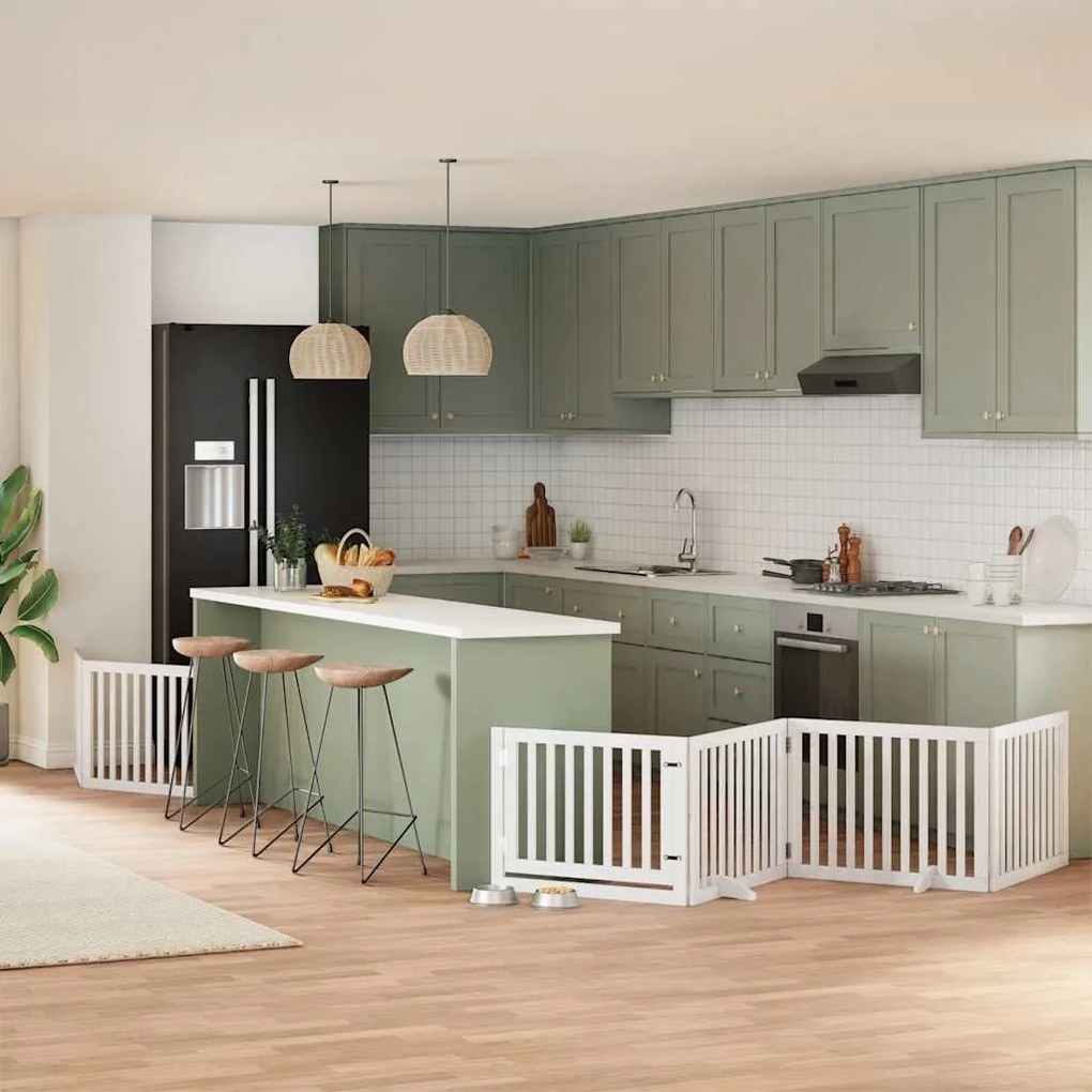 Διαχωριστικό Σκύλων/Πόρτα Πτυσσόμενο 6 Πάνελ 480εκ. Ξύλο Λεύκας