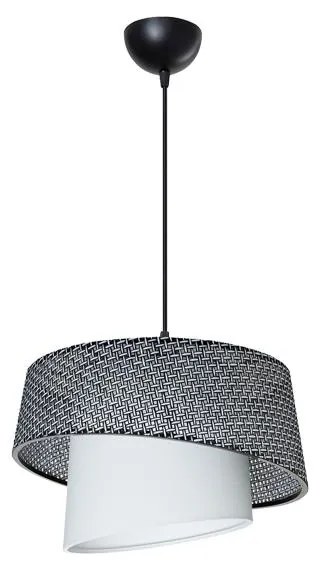 Single-light ceiling lamp Plexi fabric in black and cream shade D34x65cm 34x34x24.5 εκ.