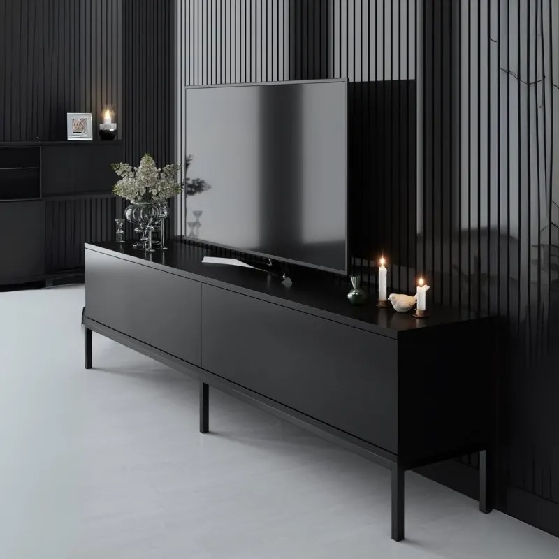 Έπιπλο τηλεόρασης Lord Megapap χρώμα μαύρο 180x30x47εκ. - GP052-0153,1
