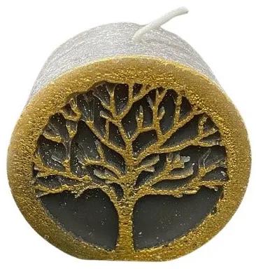 Κερί Αρωματικό Σόγιας Δέντρο Ζωής Γκρι-Χρυσό 7x4,5x7εκ. 24113