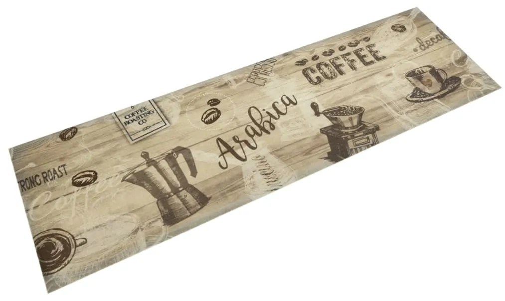 vidaXL Χαλί Κουζίνας Πλενόμενο Καφέ Επιγραφή Coffee 45x150 εκ. Βελούδο