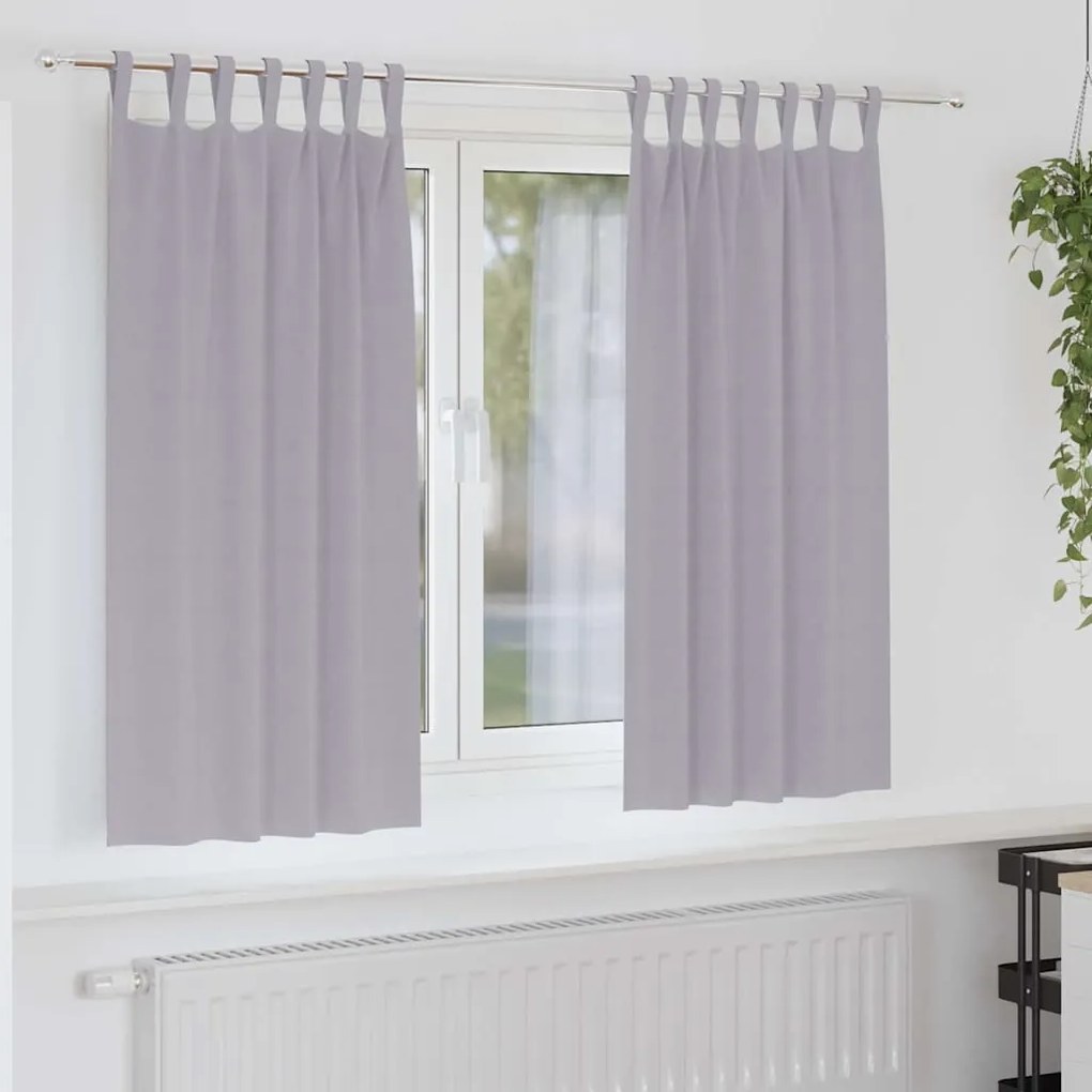 vidaXL Κουρτίνες με κουρτίνες 2 pcs Μεταλλικό Γκρι Πολυεστέρας