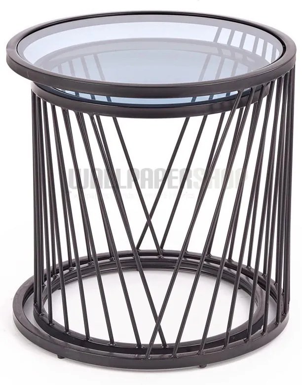 Tile Σετ 2 Τραπεζακια Σαλονιου Μαυρο 50x50x50