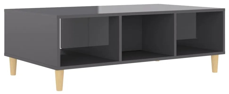 Τραπεζάκι Σαλονιού Γυαλιστερό Γκρι 103,5x60x35 εκ. Επεξ. Ξύλο - Γκρι