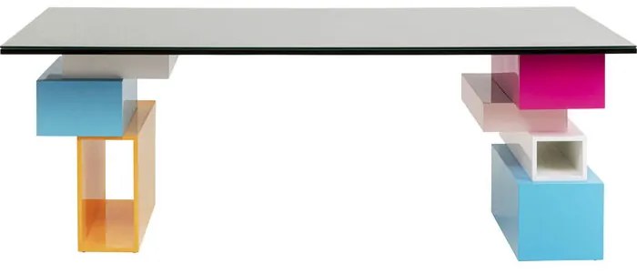 Γραφείο Pixel Γυαλί Πολύχρωμο 200*90*73εκ. - Πολύχρωμο