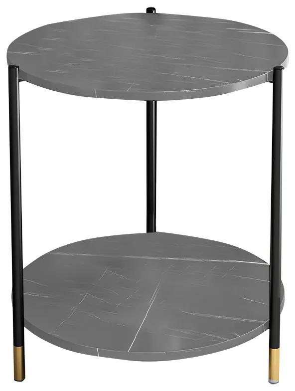 Βοηθητικό τραπέζι Rhythm MDF γκρι μαρμάρου-μαύρο Φ48x60cm Υλικό: 15mm MDF top  16 mm round tube 072-000064