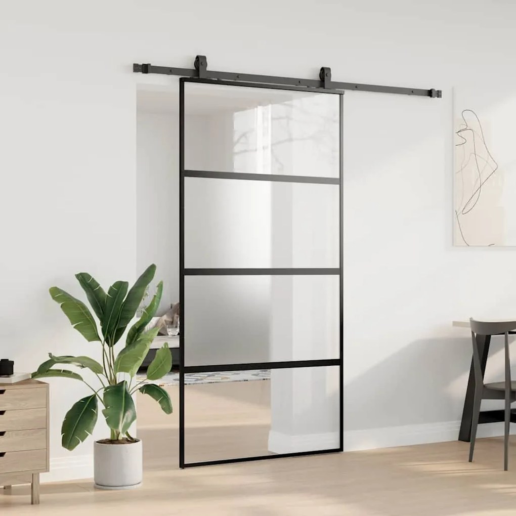 vidaXL Σετ συρόμενης πόρτας με υλικό μαύρο 102,5x205 cm