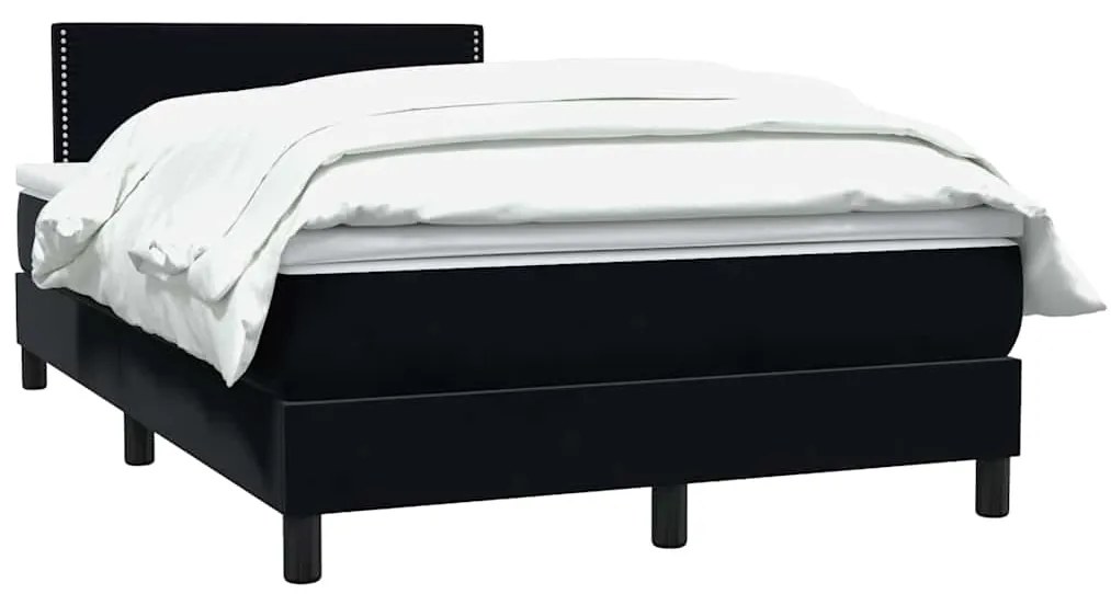 vidaXL Κρεβάτι Boxspring με Στρώμα Μαύρο 1120x210 εκ. Βελούδινο