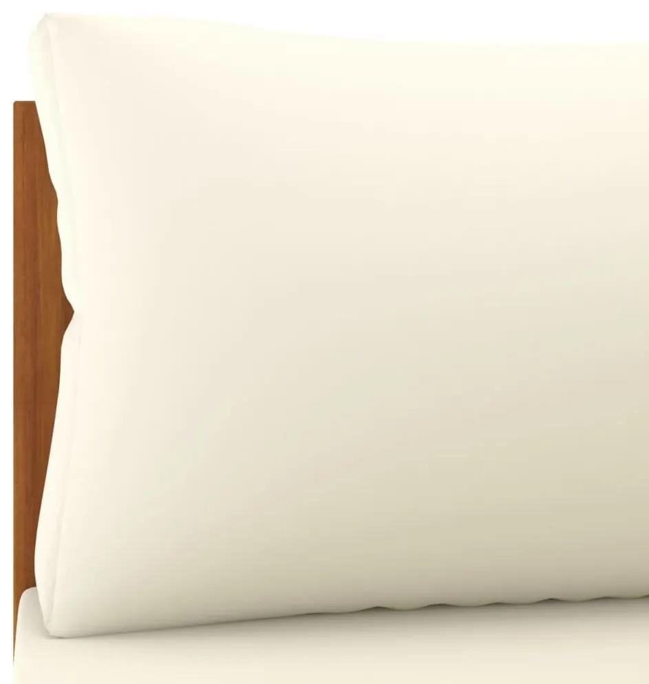 Καναπέδες Σετ 2 τεμ. Μασίφ Ξύλο Ακακίας με Λευκά Κρεμ Μαξιλάρια - Λευκό