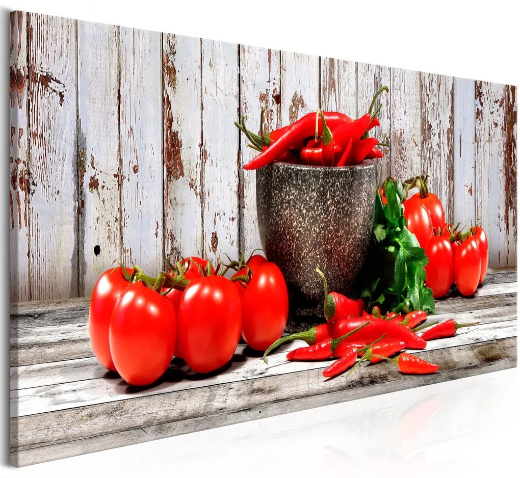 Πίνακας - Red Vegetables (1 Part) Wood Narrow 150x50