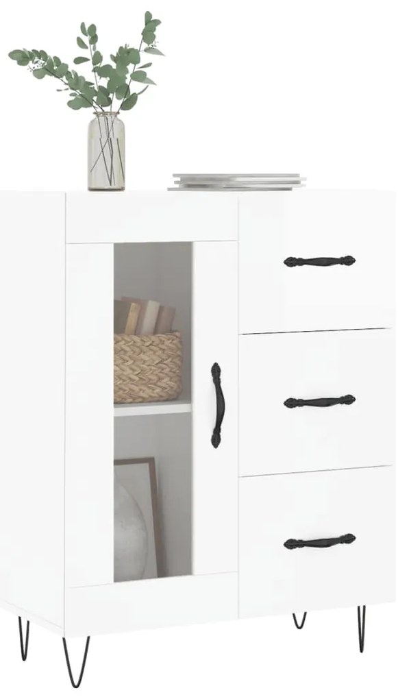 vidaXL Ντουλάπι Γυαλιστερό Λευκό 69,5x34x90 εκ. Επεξεργασμένο Ξύλο