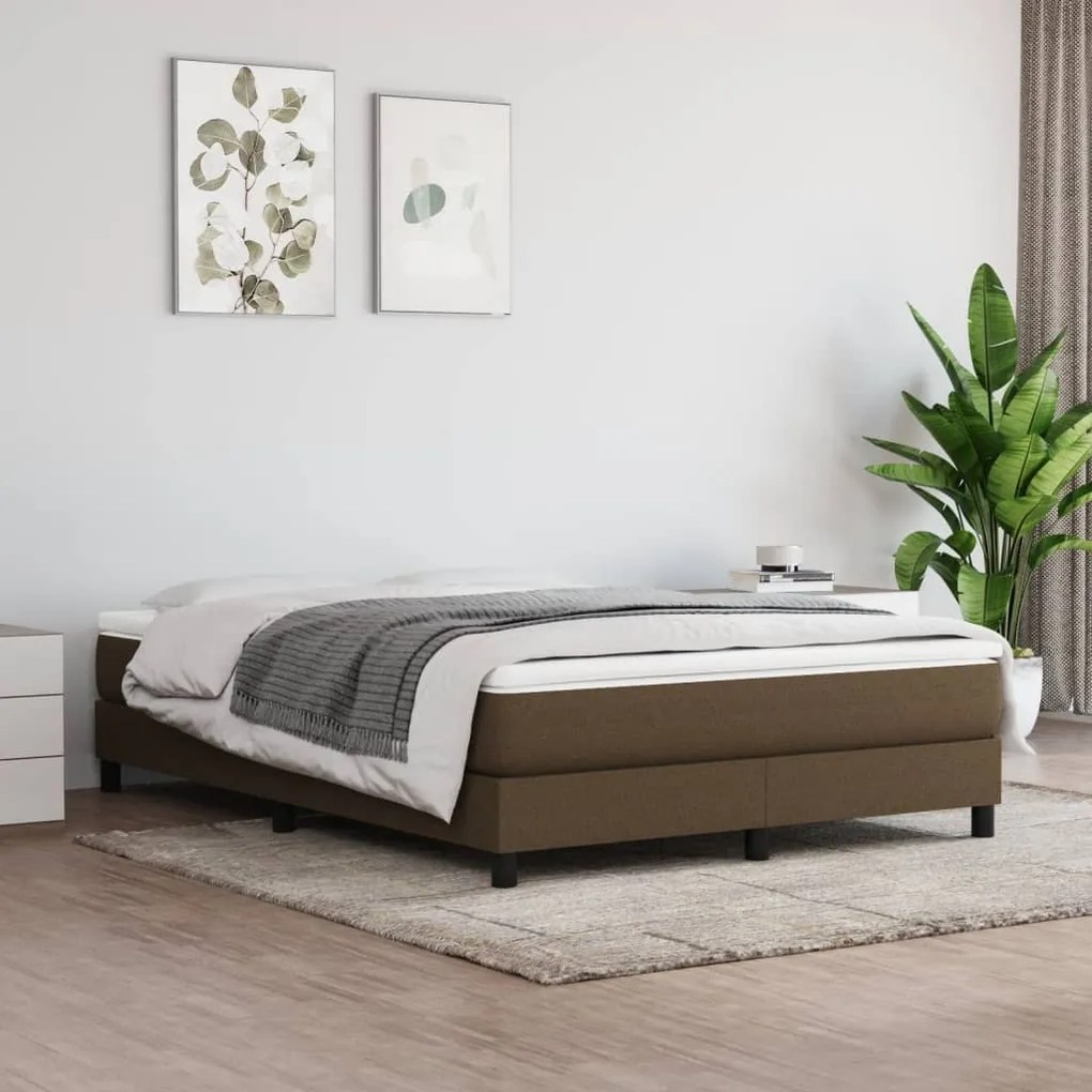 Κρεβάτι Boxspring με Στρώμα Σκούρο Καφέ 140x190 εκ. Υφασμάτινο