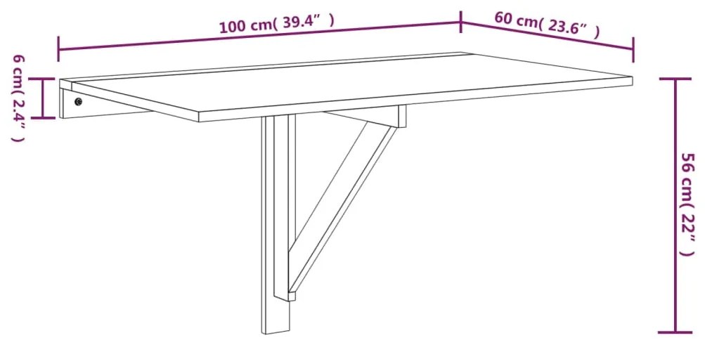 Τραπέζι Τοίχου Πτυσσόμενο Καφέ Δρυς 100x60x56 εκ. Επεξ. Ξύλο - Καφέ