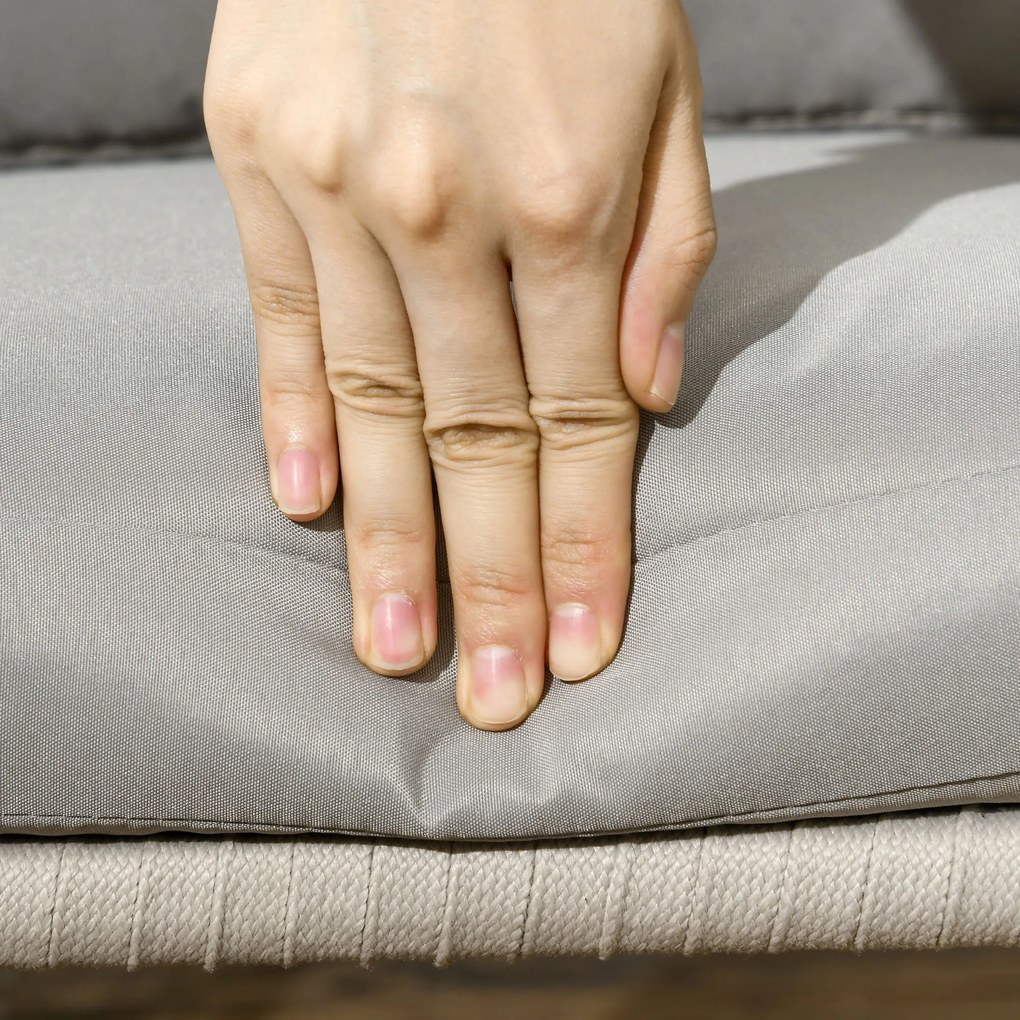 Outsunny Σετ 2 καρεκλών βεράντας, στυλ Boho, άνετο κάθισμα, μαξιλάρια καθίσματος, πλενόμενο κάλυμμα, μεταλλικό πλαίσιο, μπεζ