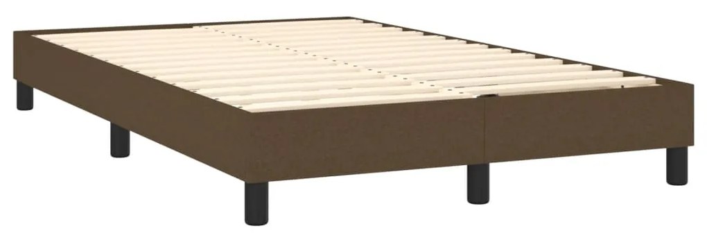 vidaXL Κρεβάτι Boxspring με Στρώμα & LED Σκ.Καφέ 120x190εκ. Υφασμάτινο