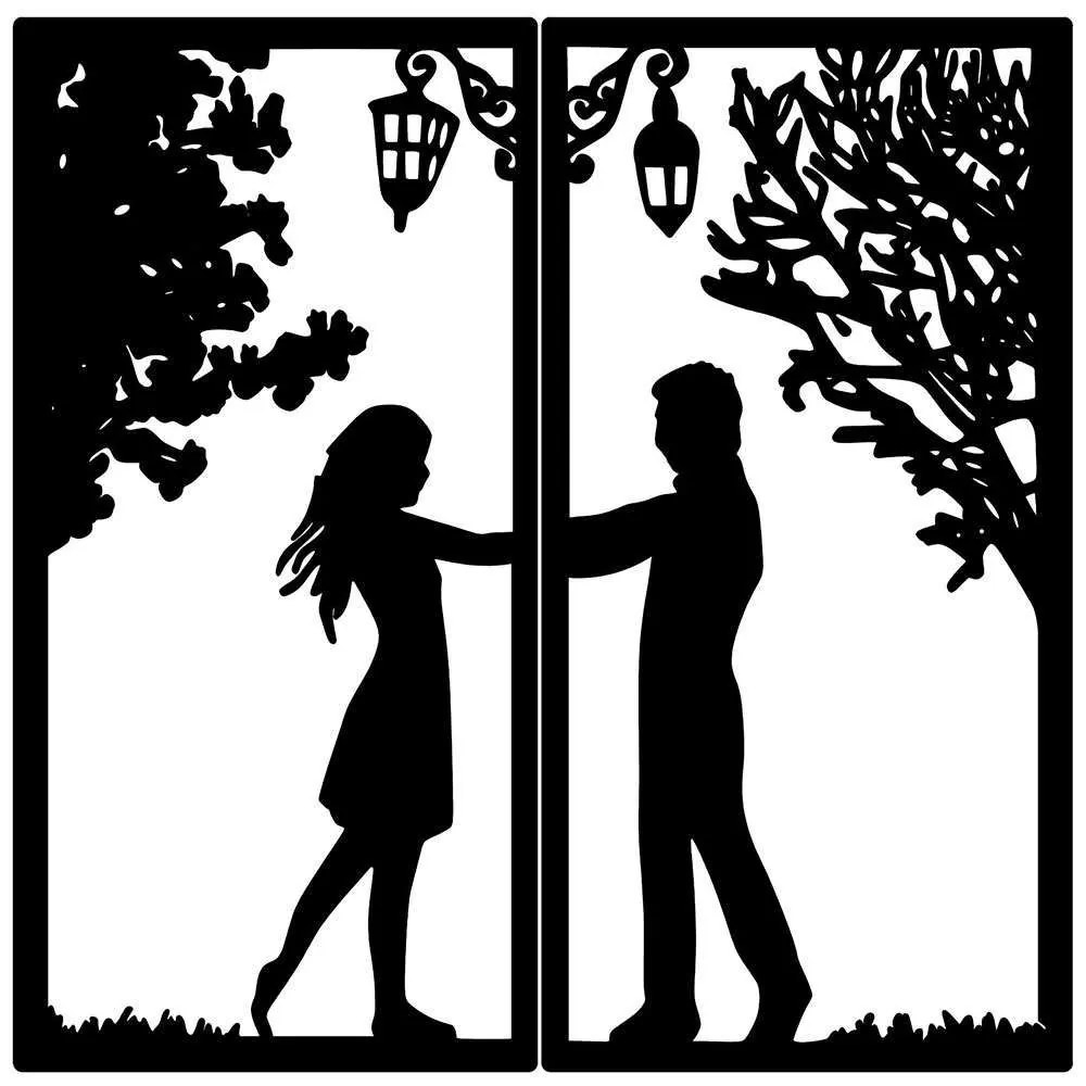 Διακοσμητικό Τοίχου Meeting With Love (Σετ 2Τμχ) 891TNL2052 34x66cm Black Wallity Μέταλλο