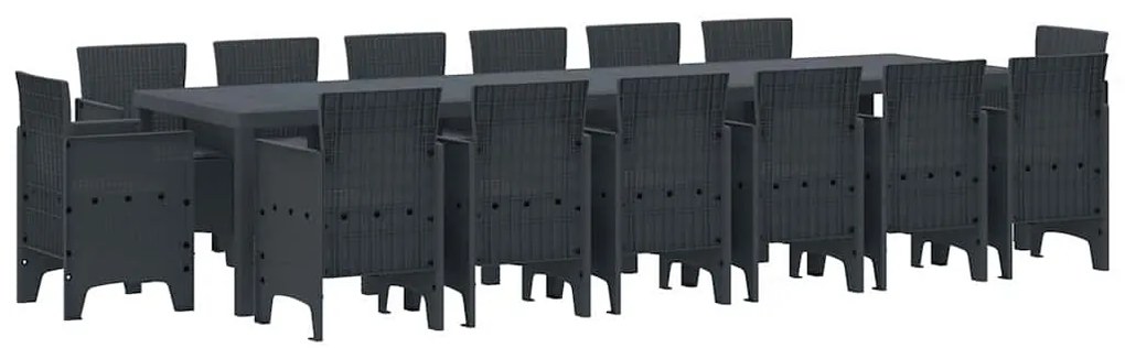 vidaXL Σέτ φαγητού για κήπο 15 pcs Ανθρακί Rattan Polt