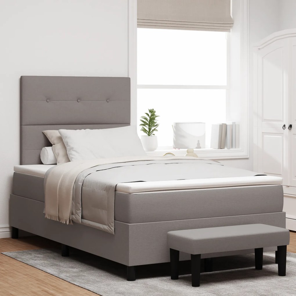 vidaXL Κρεβάτι με ελατήρια με στρώμα Taupe 120 x 200 cm ύφασμα