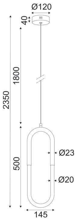 ΚΡΕΜΑΣΤΟ ΦΩΤΙΣΤΙΚΟ LED 8W 3000K 560LM VENUS ΧΡΩΜΙΟ ΜΕΤ/ΚΟ IP20 15Χ2,3ΧH230CM - ZM32LEDP15CH - 1.5W - 20W - ZM32LEDP15CH