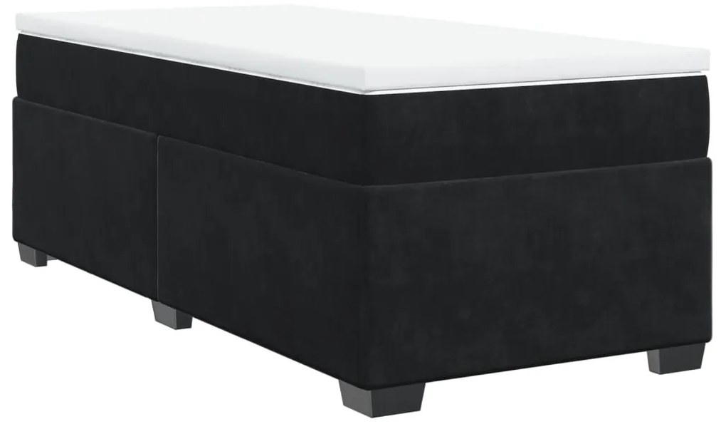 vidaXL Κρεβάτι Boxspring με Στρώμα Μαύρο 80 x 200 εκ. Βελούδινο