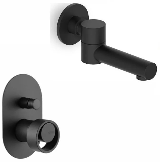 Armando Vicario Halo Black Matt Περιστρεφόμενο Στόμιο +Μίκτης εντοιχισμού 2 εξόδων με εκτροπέα