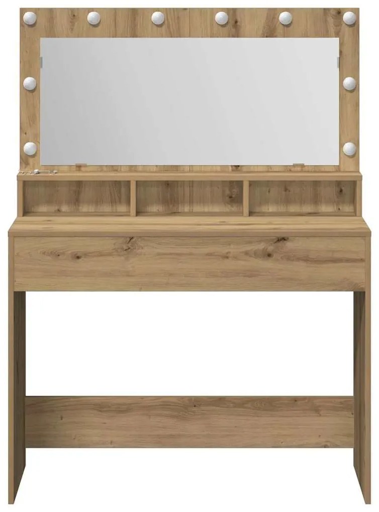 vidaXL Τραπέζι Μακιγιάζ με ράφι artisan δρυς 100 x 41 x 135 εκ.