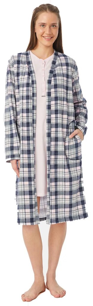 Ρόμπα Γυναικεία Minerva 52446-069 Plaid Navy Ροζ,Γκρι XX-LARGE/XXX-LARGE