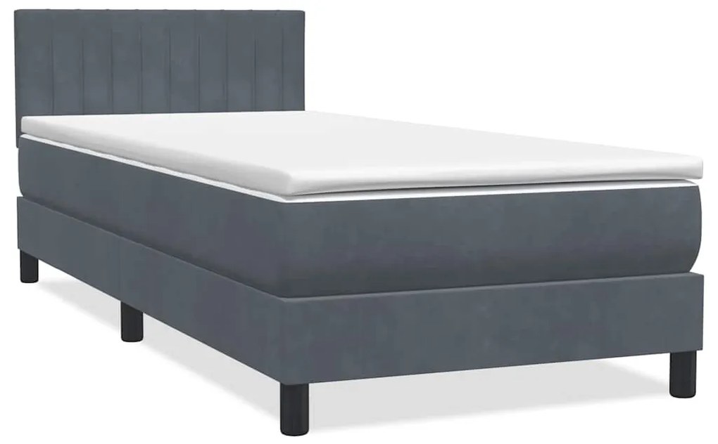 vidaXL Box Spring Κρεβάτι με στρώμα Σκούρο γκρι 100x220 εκ. Βελούδινο